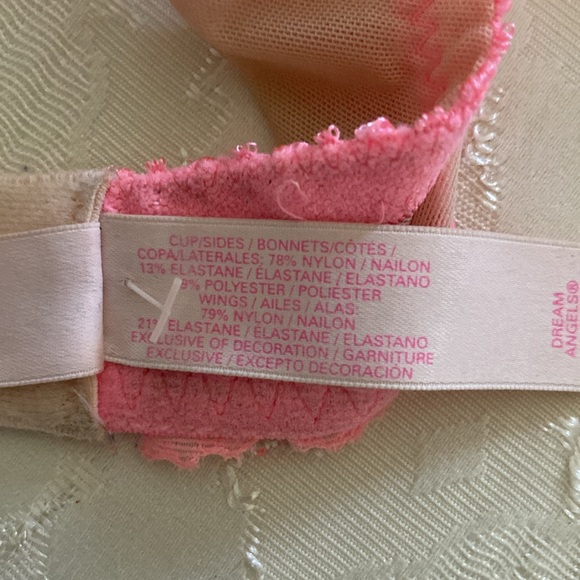 Victoria Secret Dream Angels push up pigeonnant padded PINK LACE bra 34B - Picture 10 of 15